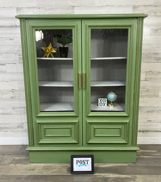 Antique Green Cabinet Hutch