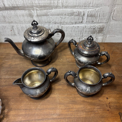 Vintage 1981 Britannia Metal Co. Silver Tea Set Of 4