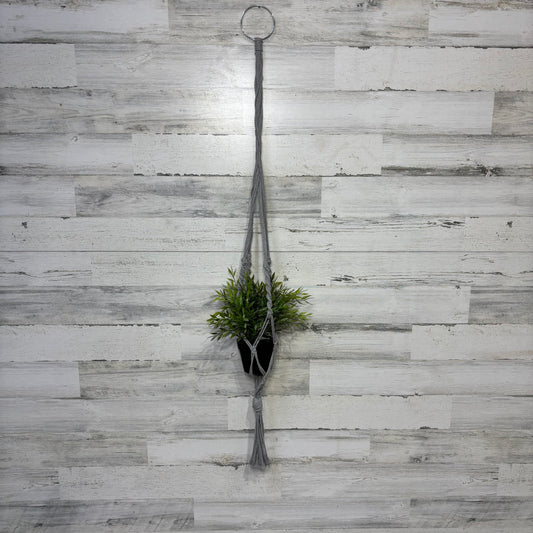 Gray Macrame Hanging Plant Holder