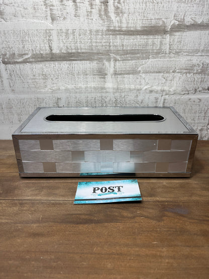 Vintage Mid Century Silver Chrome Tissue Box