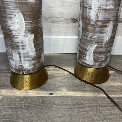 Vintage Design Technics Influenced Bottle Style Textured Lamp Set