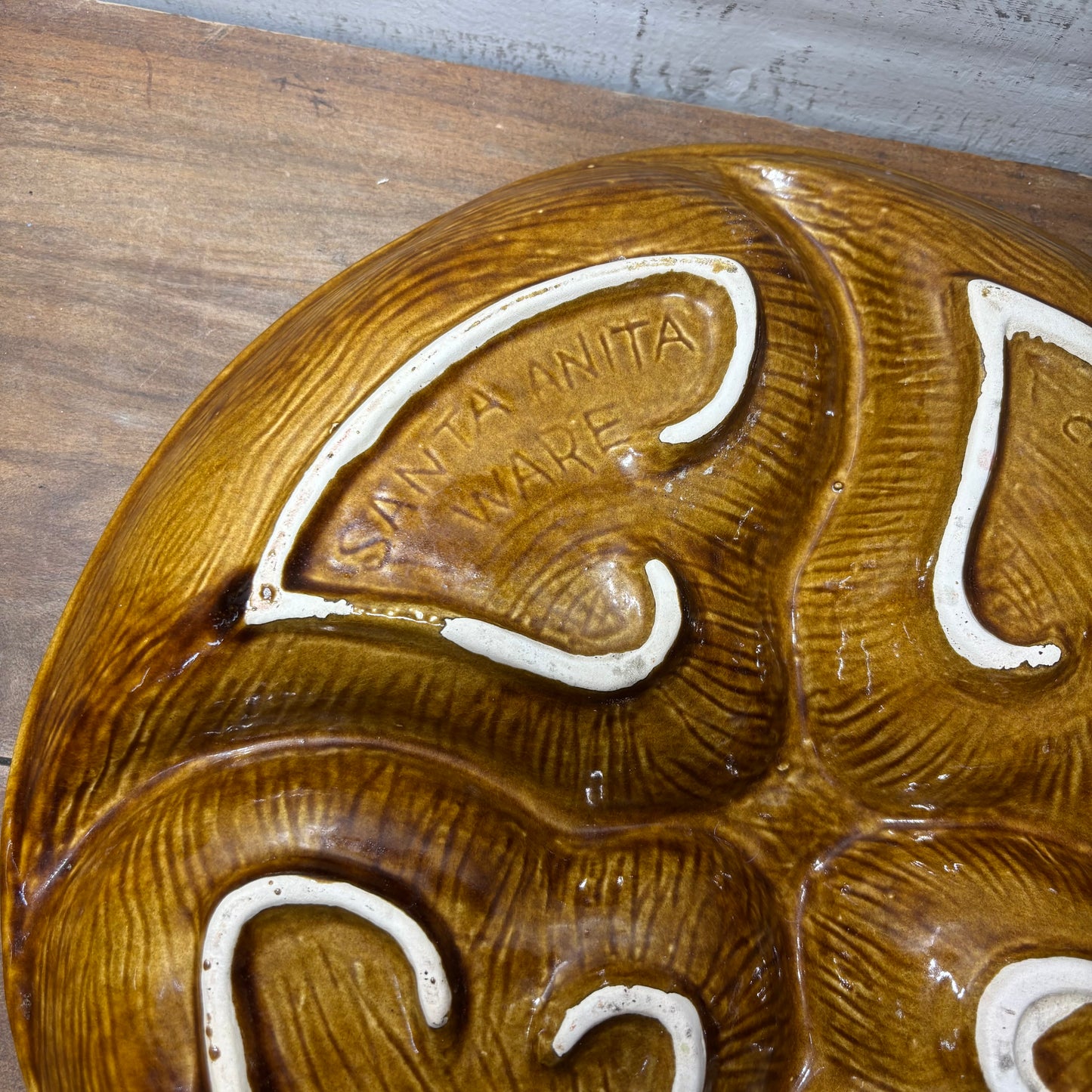 Mid Century Santa Anita Ware Divided Leaf Platter Dish