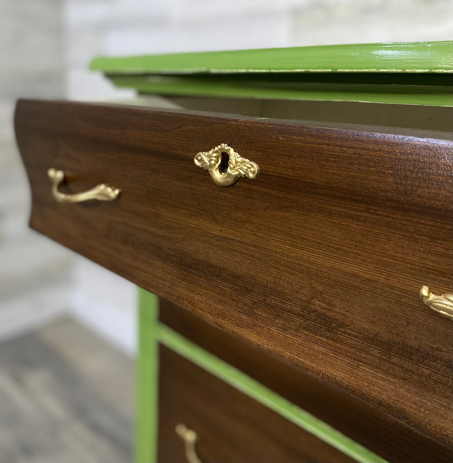 Green & Brown Antique Dresser