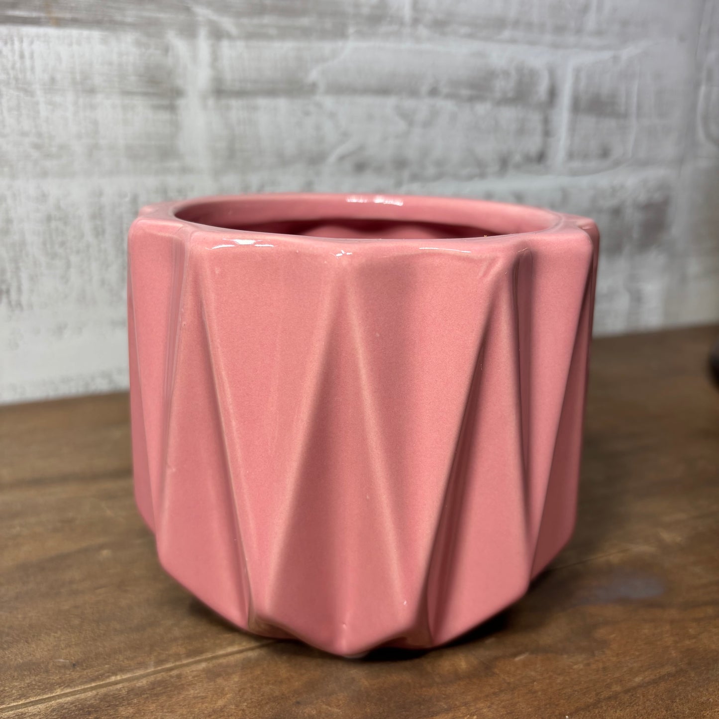 Pink Geometric Ceramic Pot