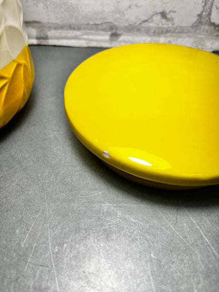 White And Yellow Ceramic Container