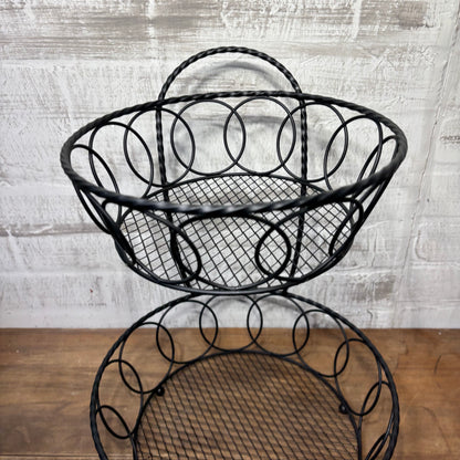 Metal Black Two Tier Fruit Basket