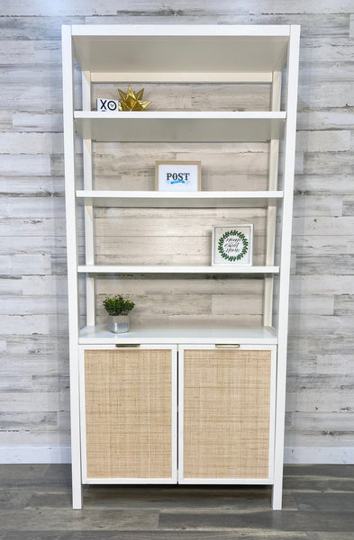 Pottery Barn Westly Cane Bookcase/ Bookshelf Cabinet