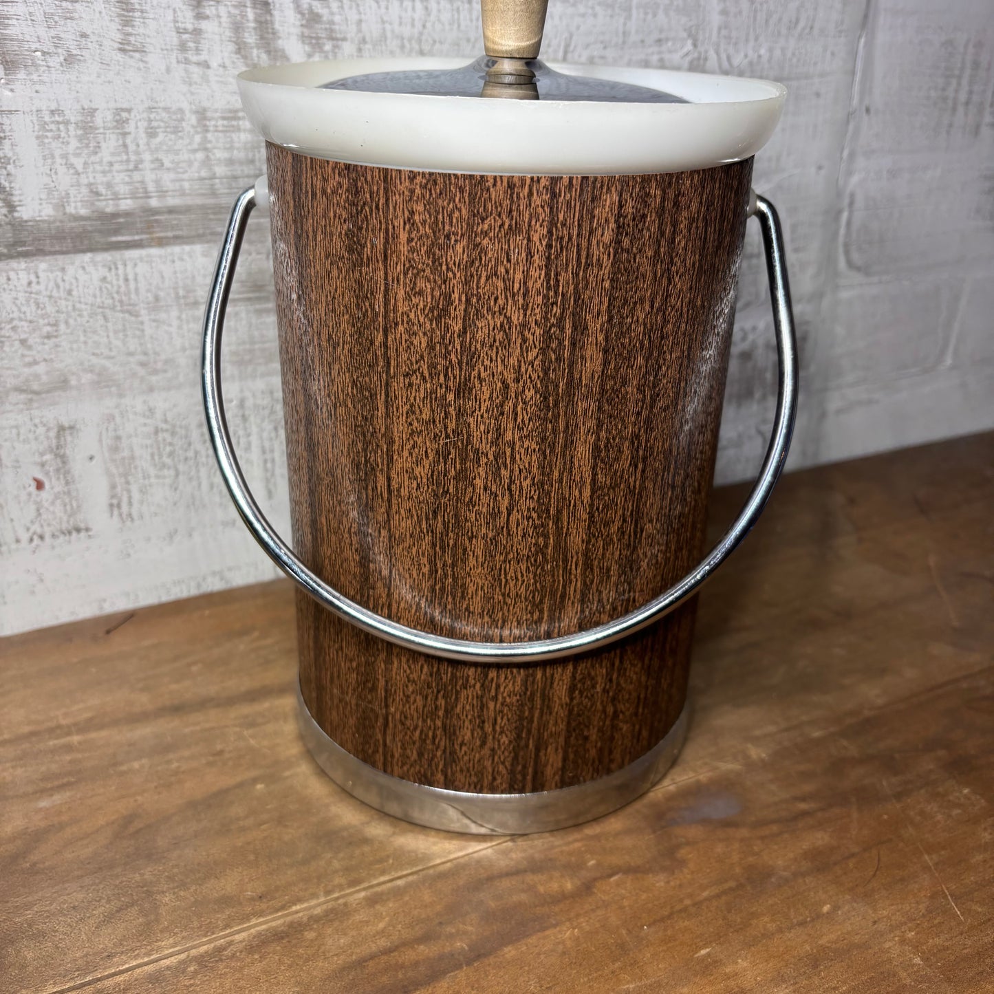 Mid Century Kromex Wood Grain ChampagneIce Bucket