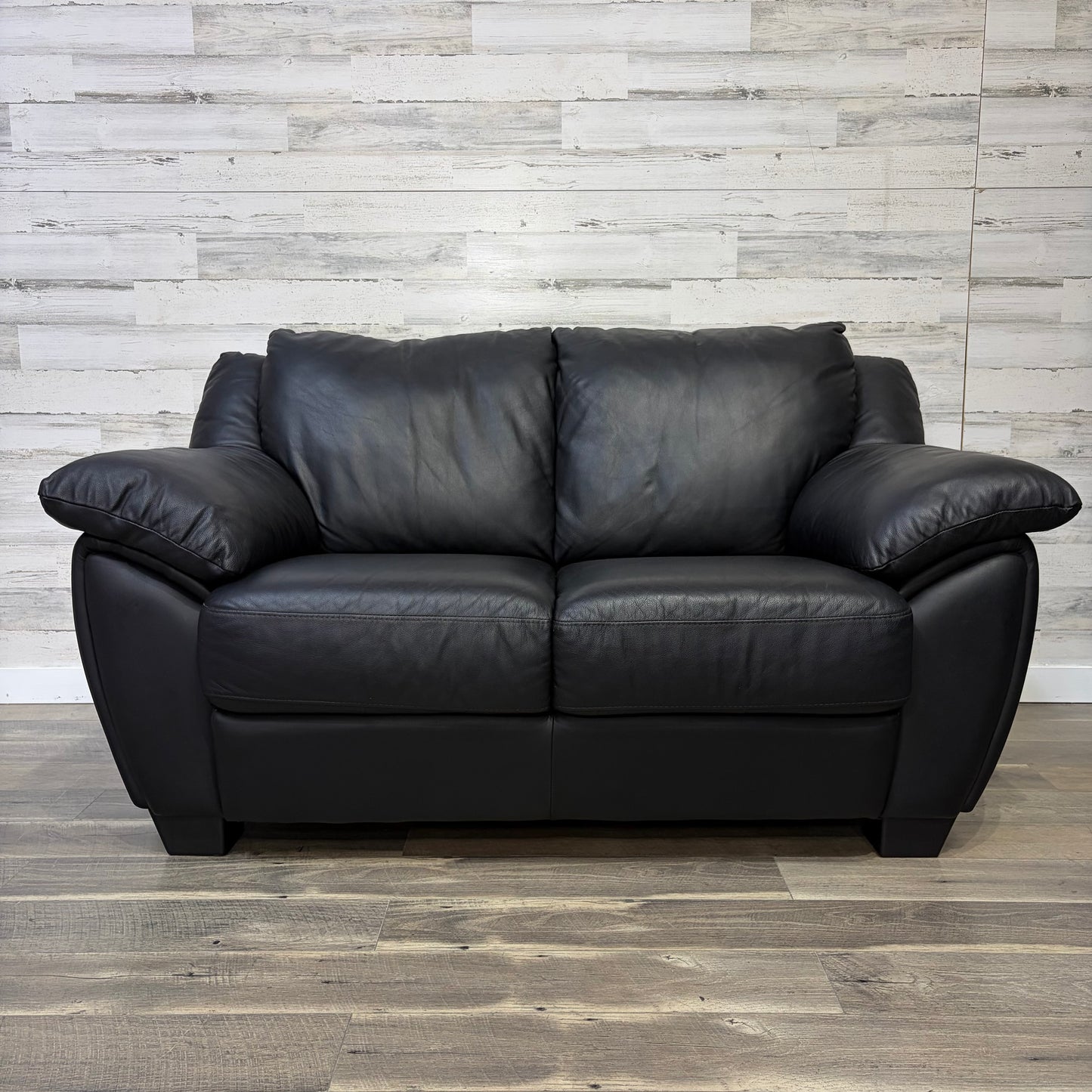 3pc Black Leather Couch Set