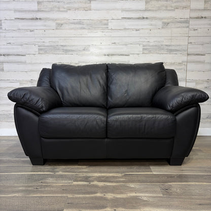 3pc Black Leather Couch Set