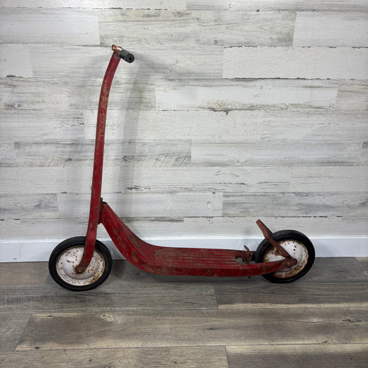 Vintage Red Metal Foot Push Scooter