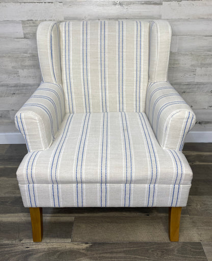 Ivory & Blue Stripe Accent Chair