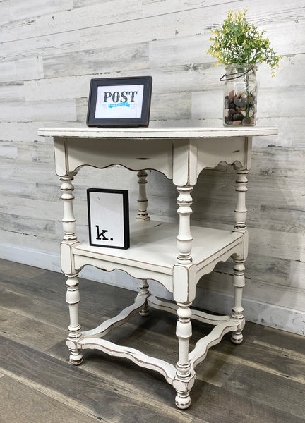 Tall White End Table/ Entryway Table