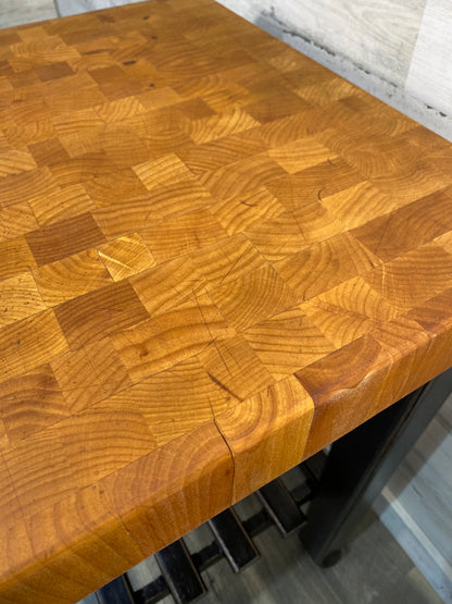 Black Butcher Block Kitchen Cart Island