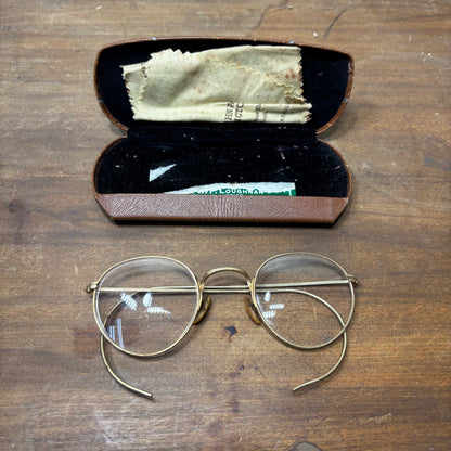Vintage Round Glasses And Case