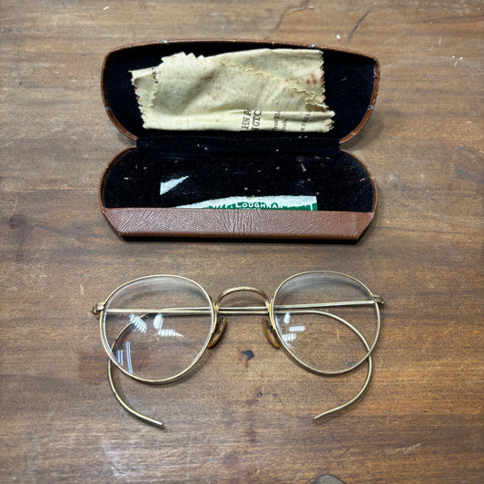 Vintage Round Glasses And Case