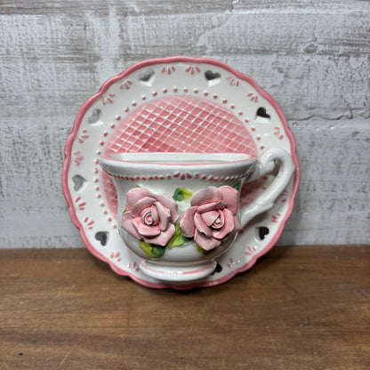 Blush Rose Teacup & Saucer Wall Decor