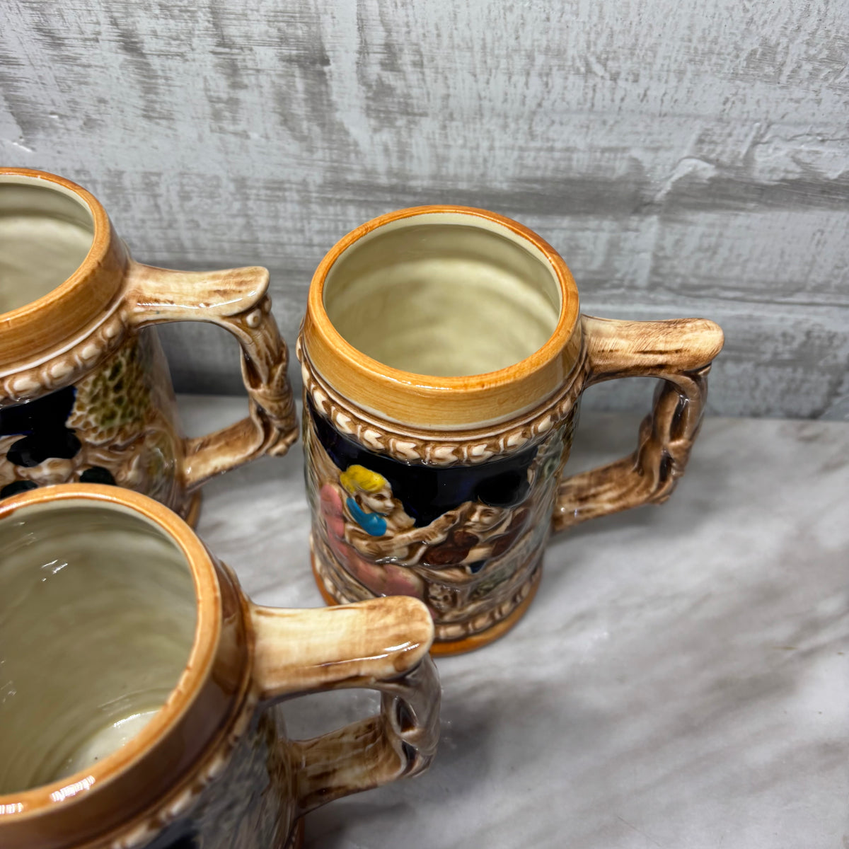 Vintage German-Style Ceramic Beer Steins-Japan