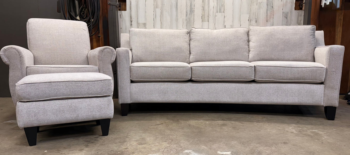 3pc Stanton Curved Back Couch and Chair W/ Ottoman