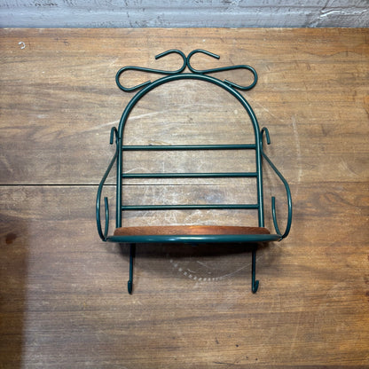 Vintage Green Wire & Wood Shelf