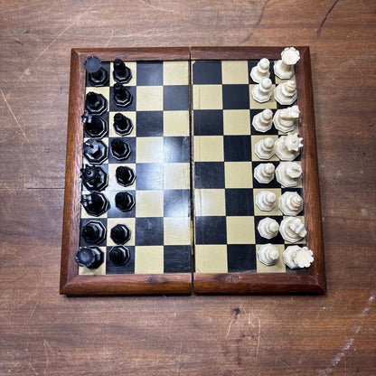 Vintage Wooden Magnetic Travel Chess Set