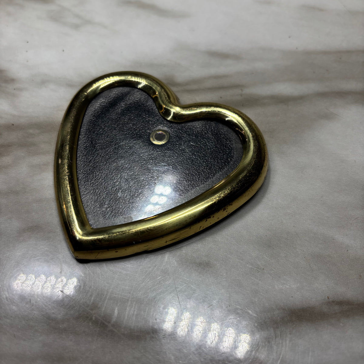 Vintage Solid Brass Heart Shaped Picture Frame