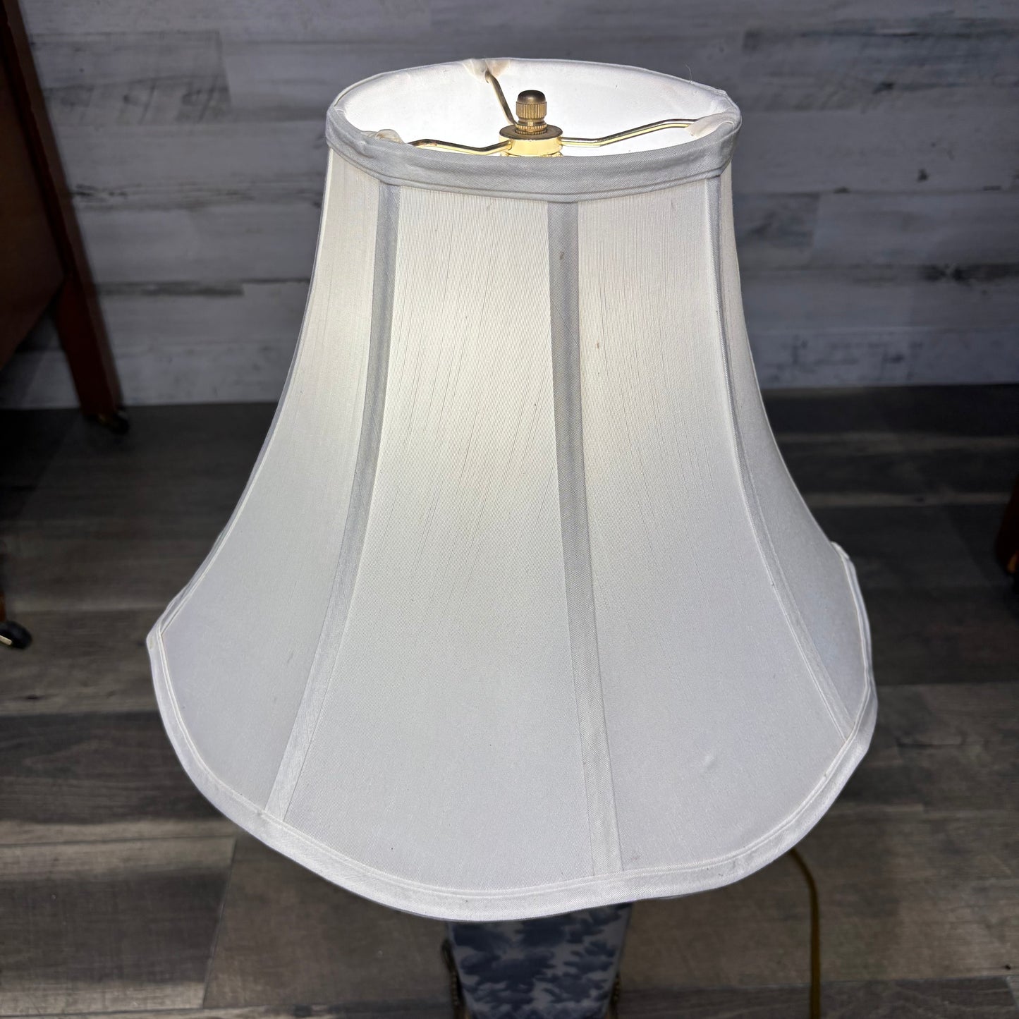 White And Blue Floral Porcelain Square Bottom Table Lamp