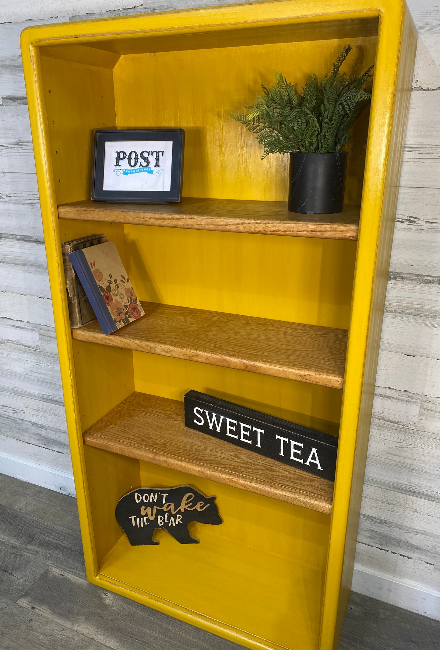 Yellow Bookshelf Adjustable Shelves