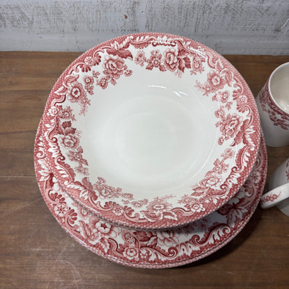 Spode Delamere Cranberry Dish Set Of 16