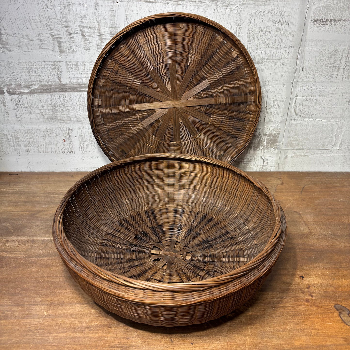 Vintage Woven Chinese Sewing Basket