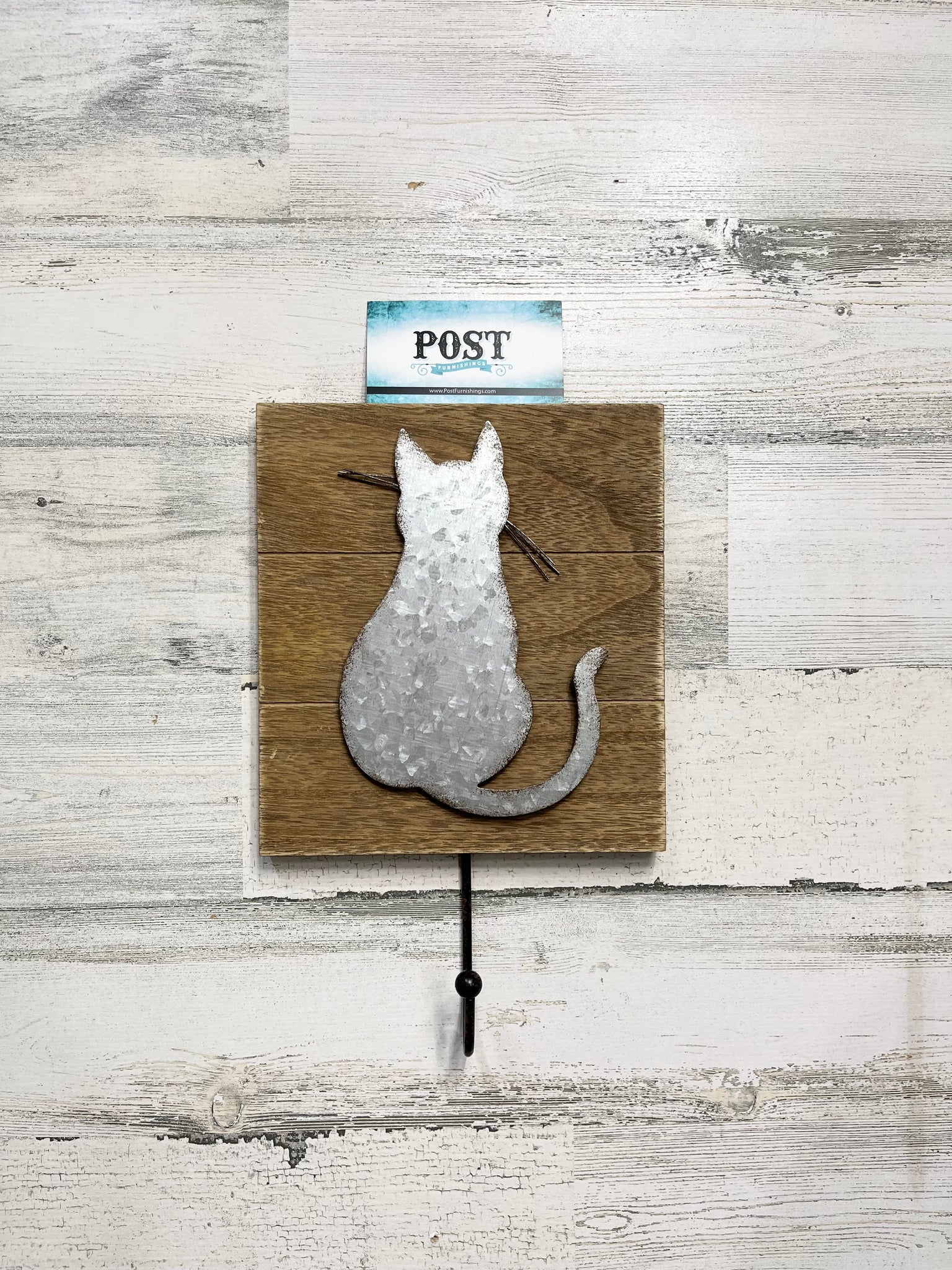 Galvanized Cat Silhouette Hook