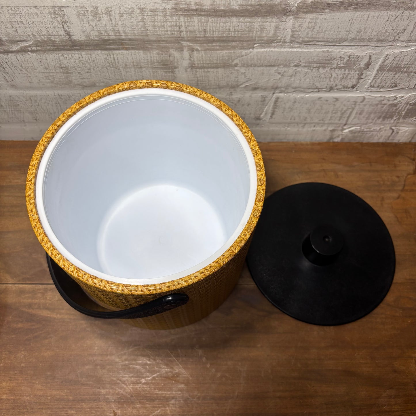 Vintage Irvinware Wicker Rattan Cain Ice Bucket