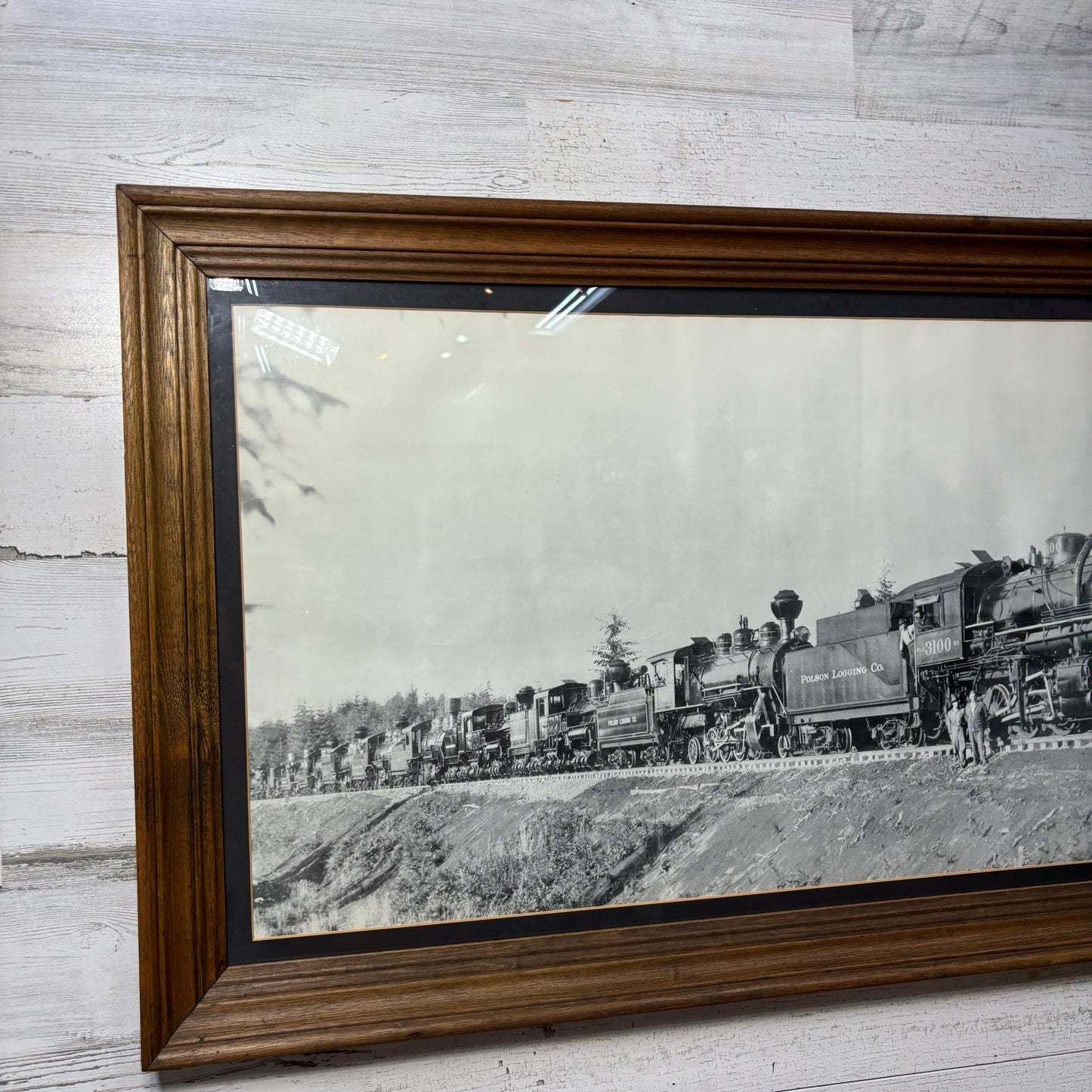 Vintage Polson Logging Co. #3100 Train Black & White Framed Print