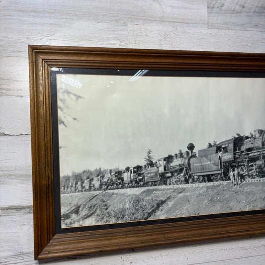 Vintage Polson Logging Co. #3100 Train Black & White Framed Print