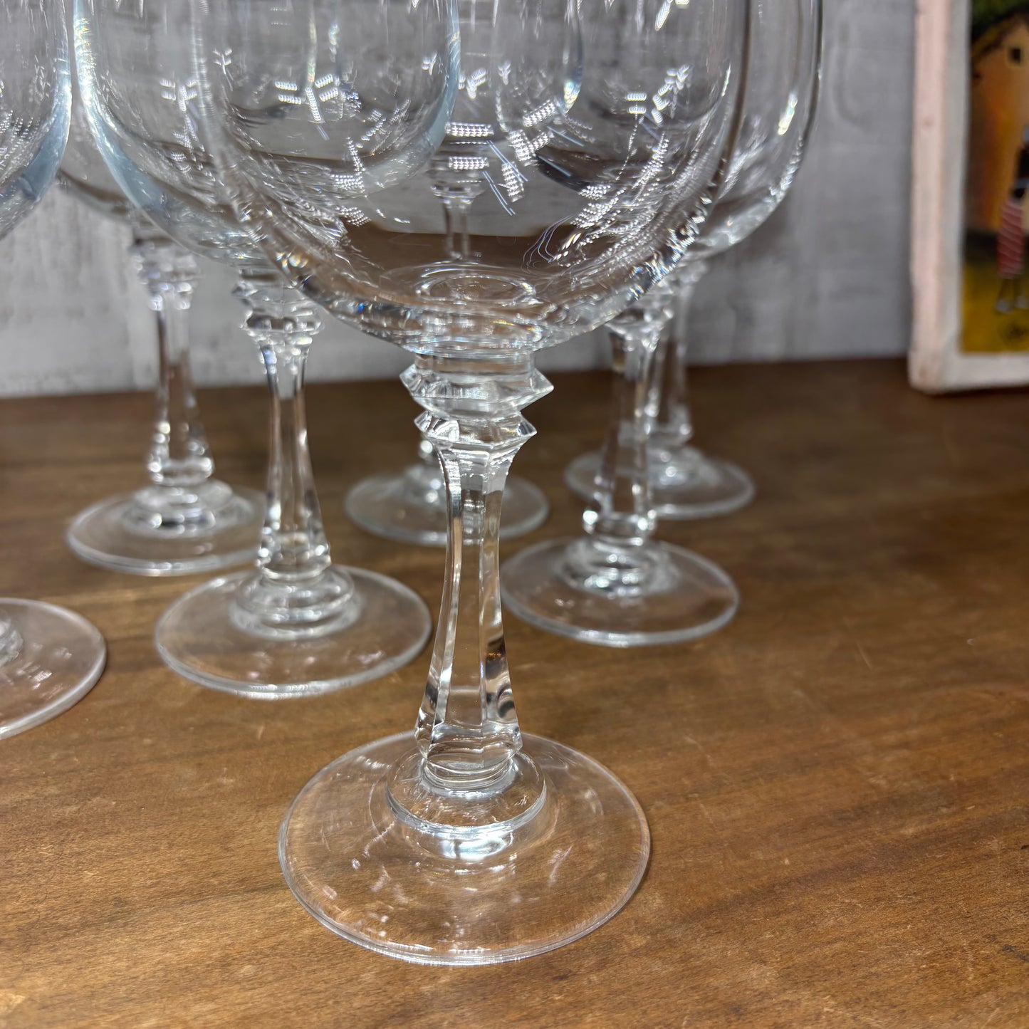 Vintage Crystal Glass Wine Glasses Set Of 8
