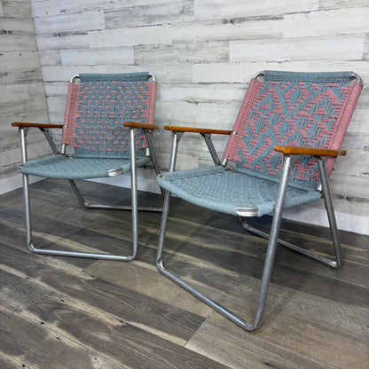 Set Of 2 Vintage Macrame Lawn Chairs