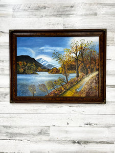 Vintage Fall Lake Painting