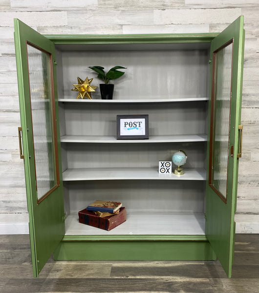 Antique Green Cabinet Hutch