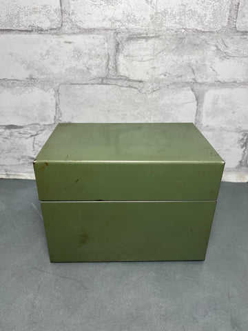 Vintage Green Metal Recipe Box