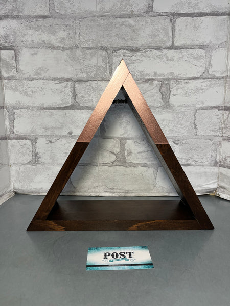 Wood Triangle Wall Shelf w/ Rose Gold Trim