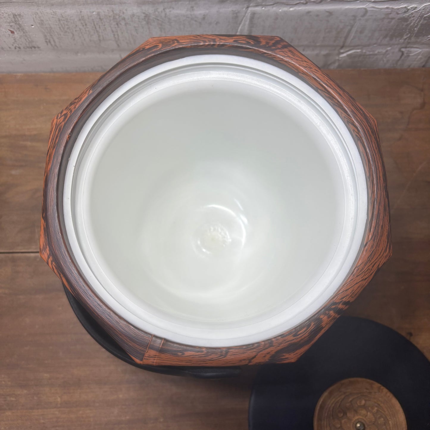 Mid Century Kraftware Faux Wood Ice Bucket