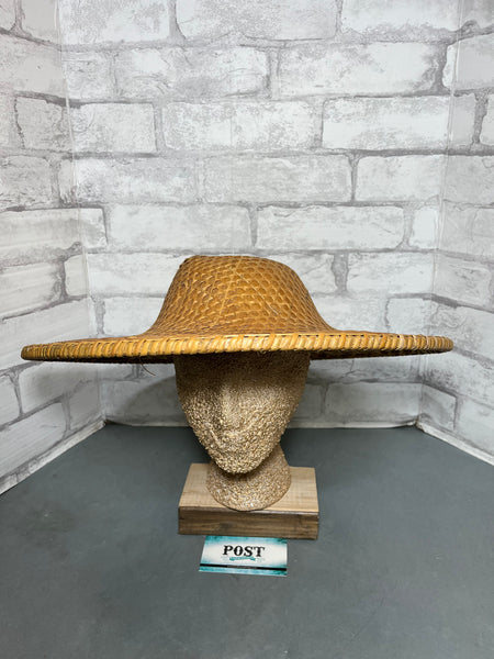 Vintage Asian Coolie Bamboo Straw Farmer Hat