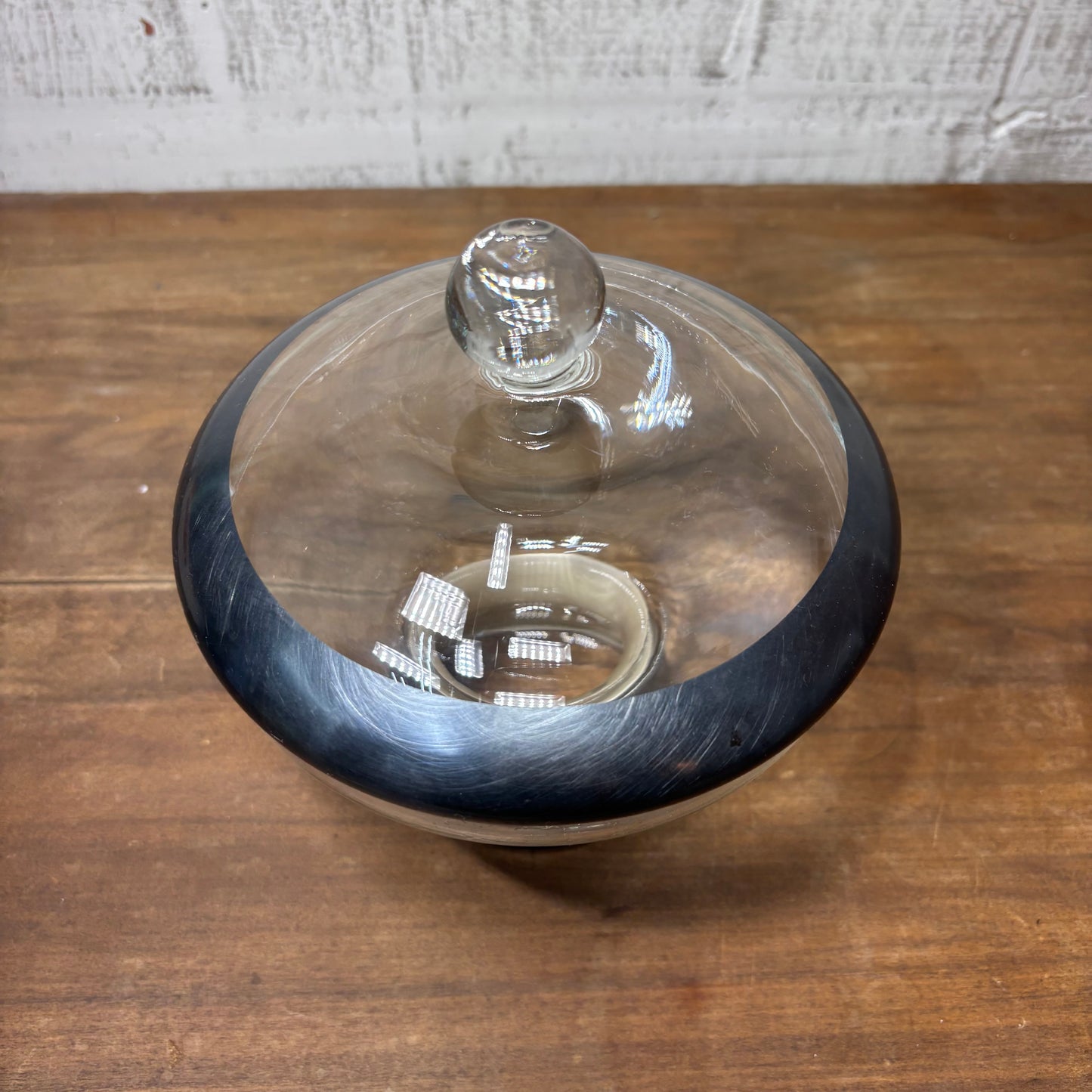 Mid Century Dorothy Thorpe Silver-Banded Covered Candy Dish