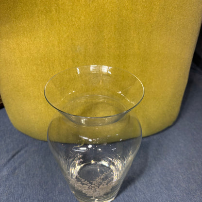 Floral Etched Glass Vase