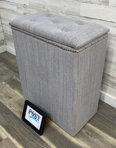 Gray Tufted Laundry Hamper