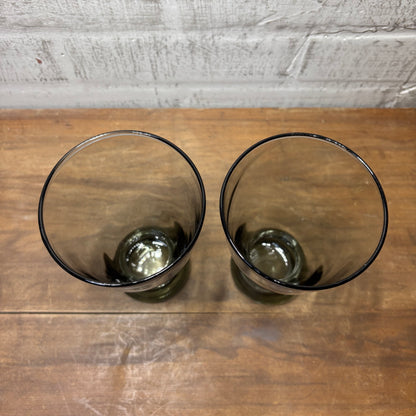 Mid Century Libbey Smoke Gray Pilsner Glasses Set Of 2