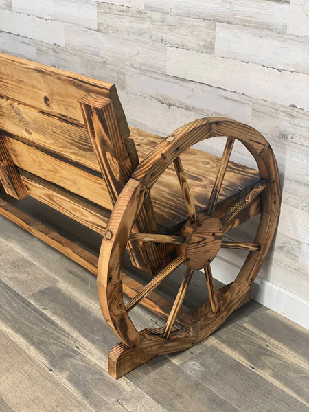 Rustic Wagon Wheel Bench - Custom Made