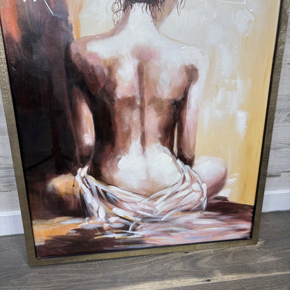 Framed Nude Woman Back Portrait Painting
