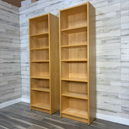 Set Of 2 Mid Century Danish Blonde Wood Bookshelves