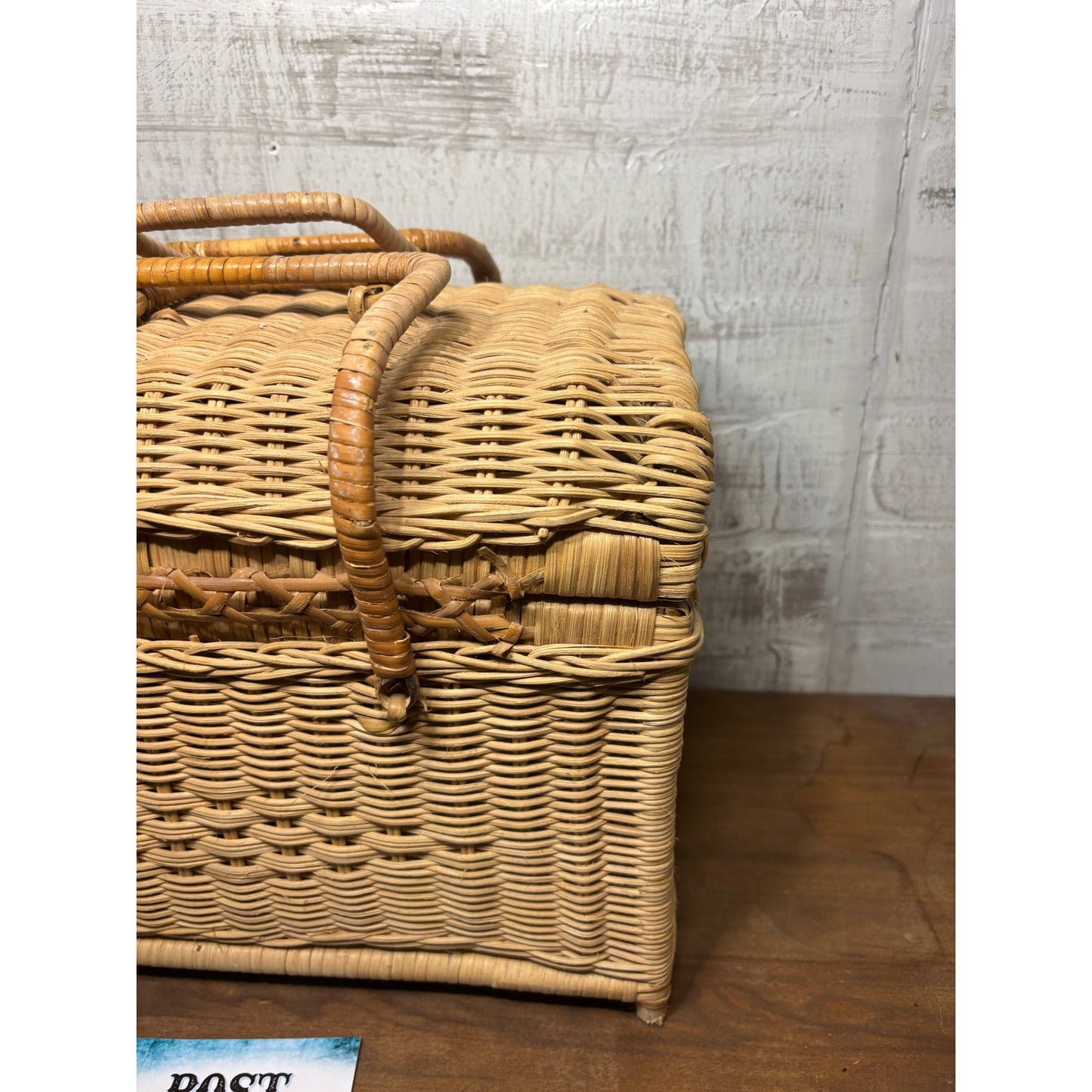 Vintage Wicker Rattan Picnic Basket Handles
